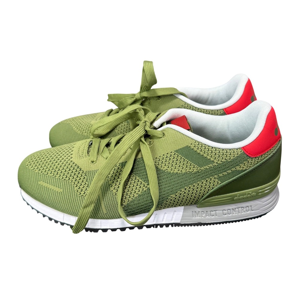 Diadora Titan Weave Sneakers Mens 8 Green Red Knit Low Top Trainers 501.171829